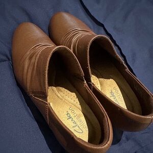 Clarks Chestnut Leather Slip-On Shoes